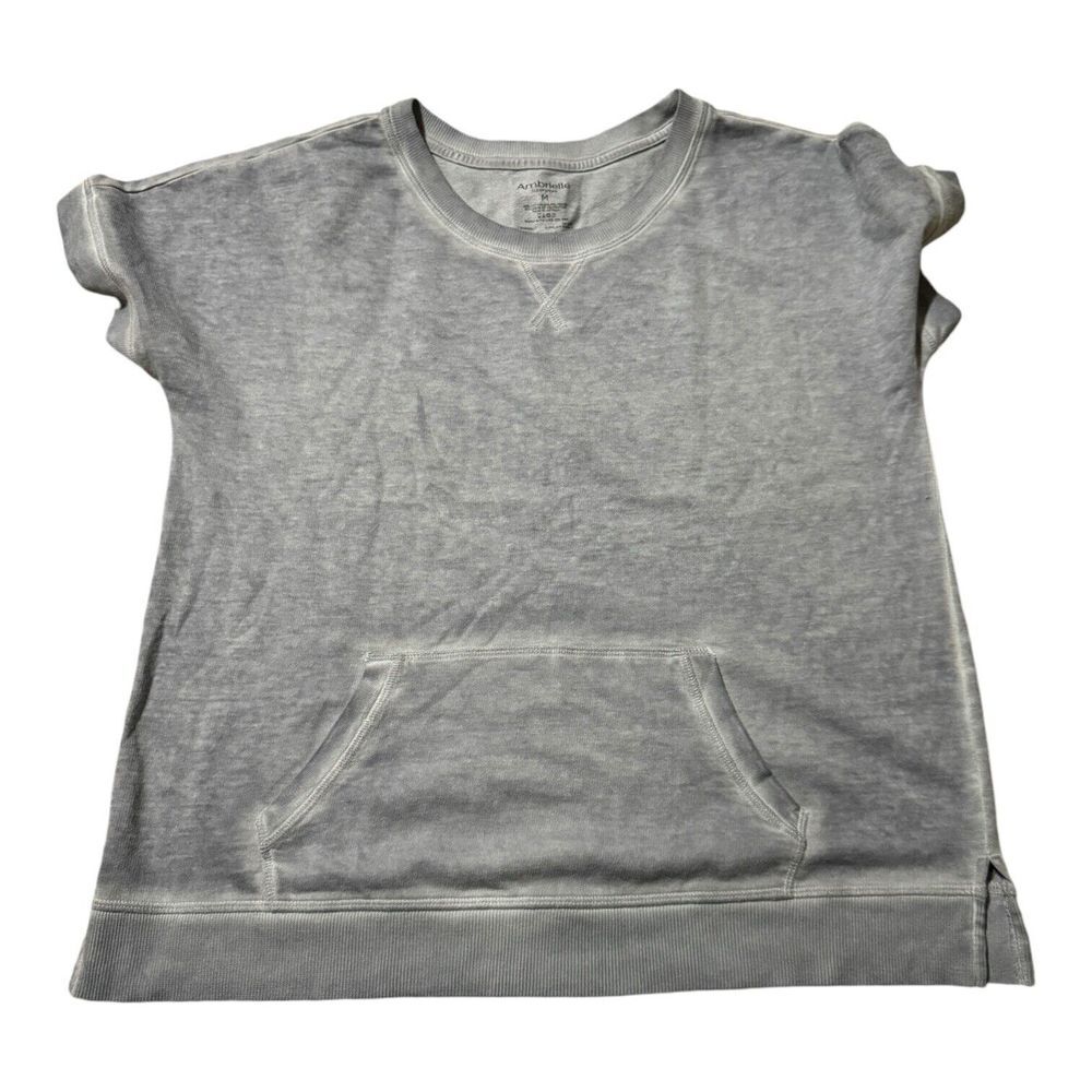 Ambrielle Sleepwear Womens Medium Blue Gray Shirt With Kangaroo Pocket